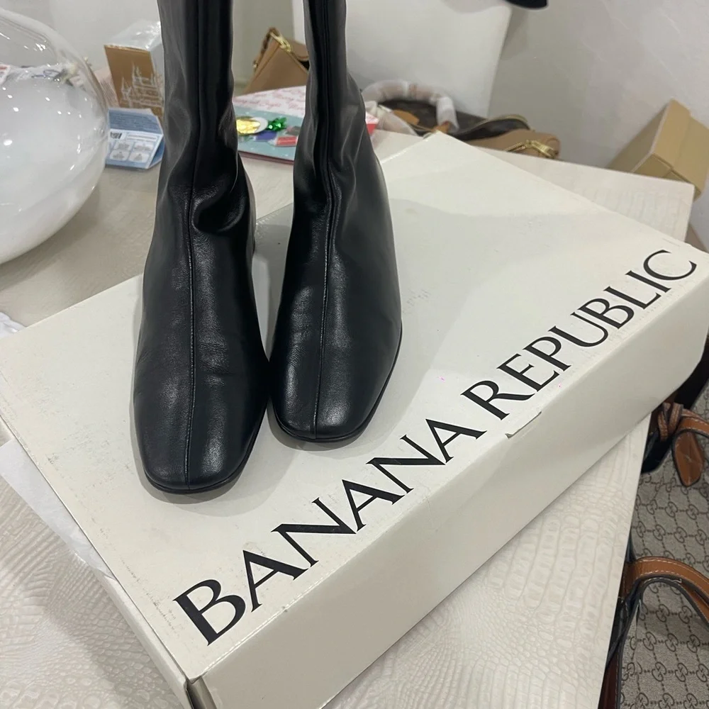 Banana Republic Black Over the Knee Boots Brand New